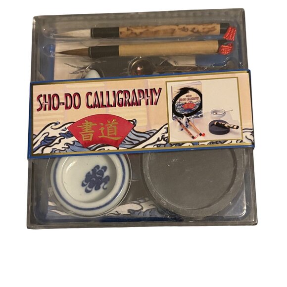 Sho-Do Calligraphy Set Brushes Ink Stone Ink Dish & Paperweight Set New - Picture 1 of 2
